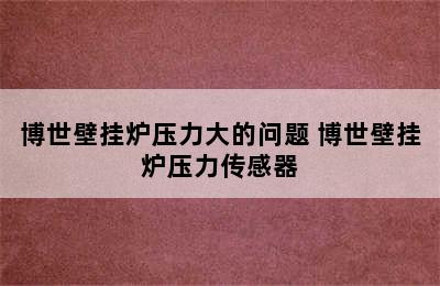 博世壁挂炉压力大的问题 博世壁挂炉压力传感器